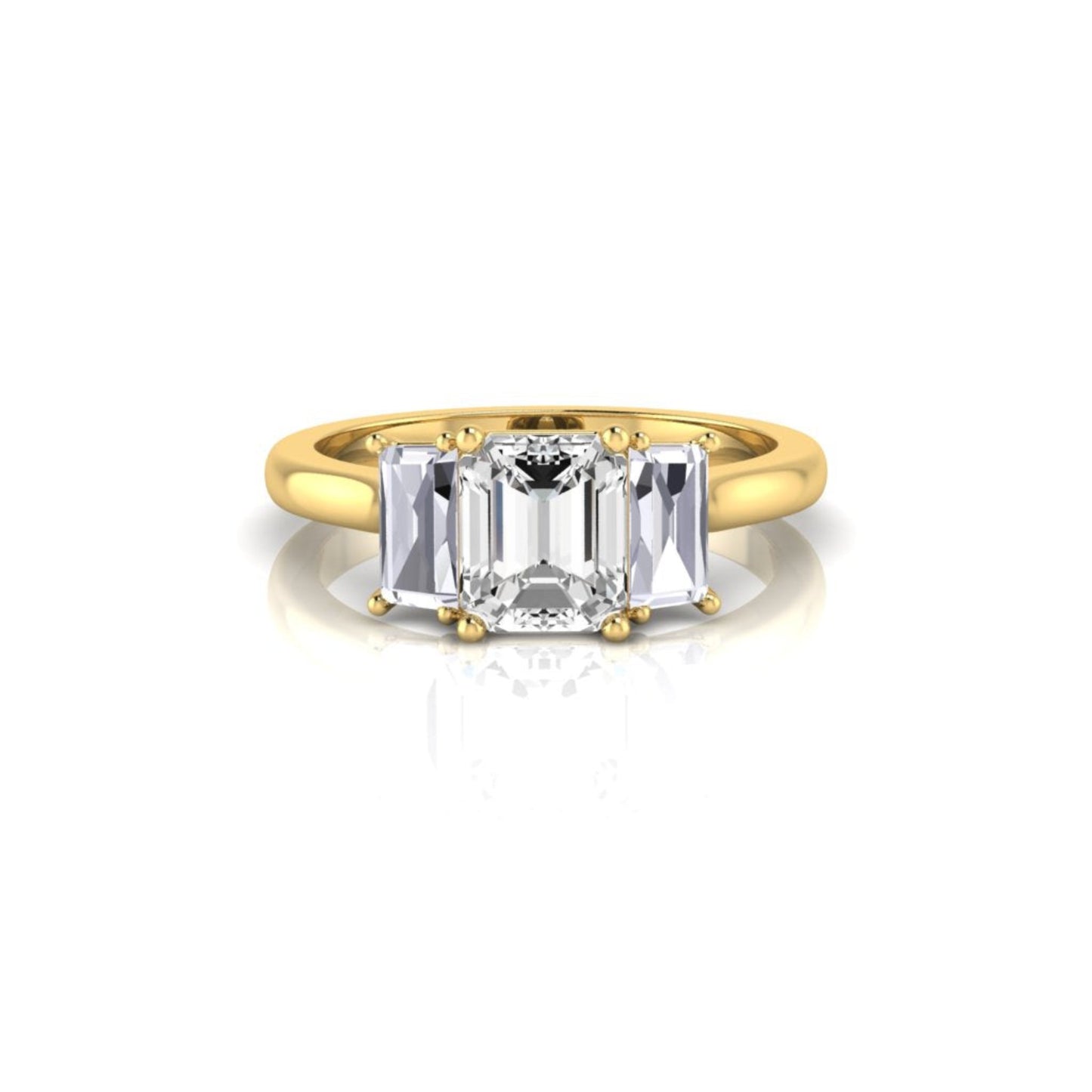 Marie Emerald Cut Diamond Trilogy Ring