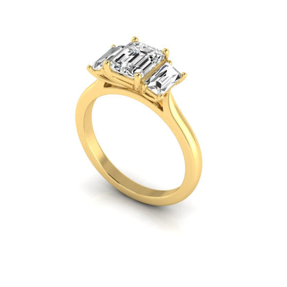 Marie Emerald Cut Diamond Trilogy Ring