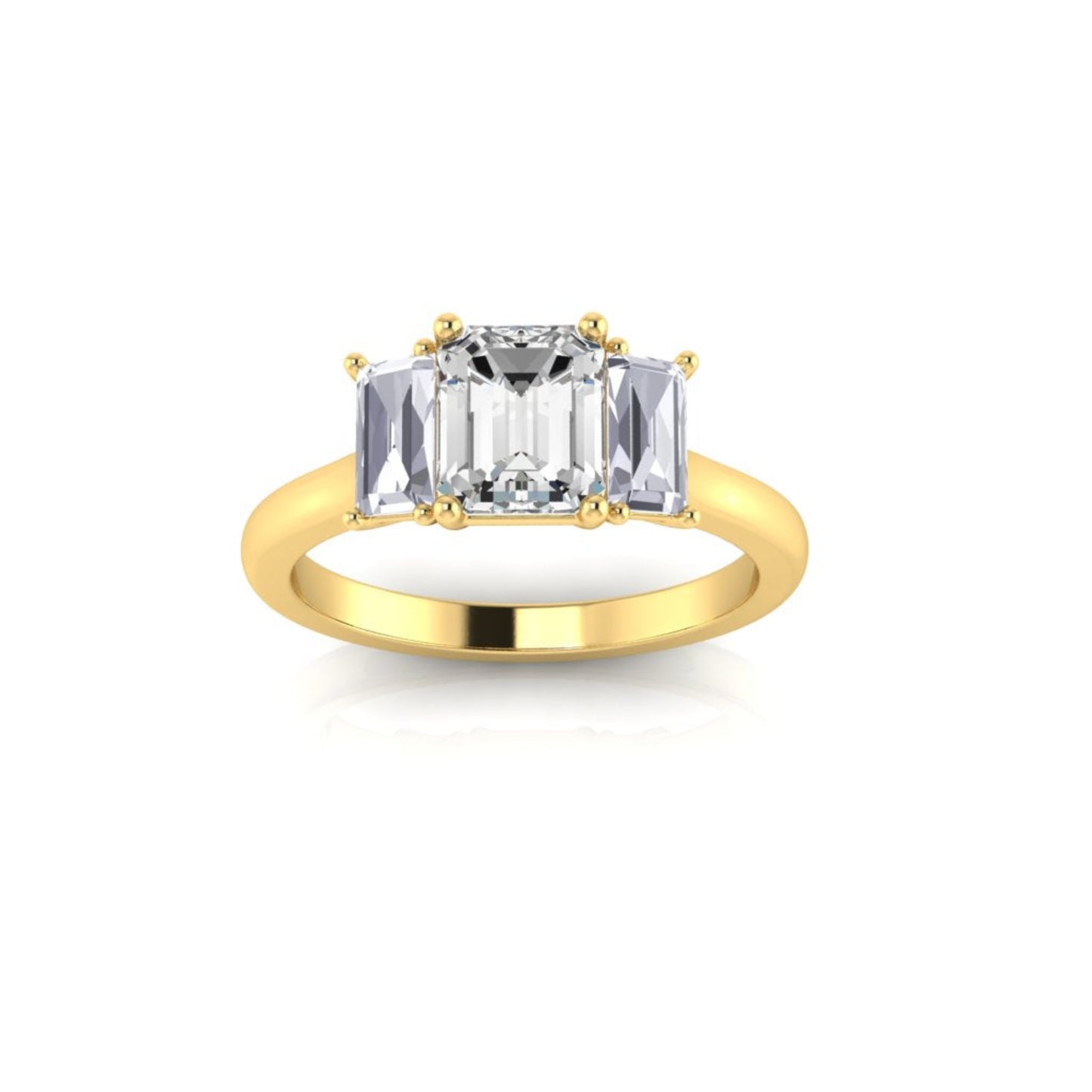 Marie Emerald Cut Diamond Trilogy Ring