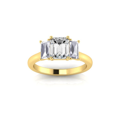 Marie Emerald Cut Diamond Trilogy Ring