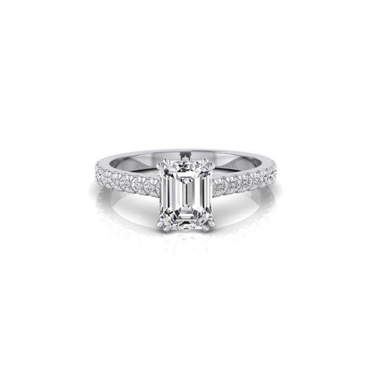 Taylor Emerald Diamond Solitaire 4 Claw Ring