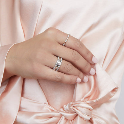 Radiant Pink Diamond & White Diamond Stacked Rings