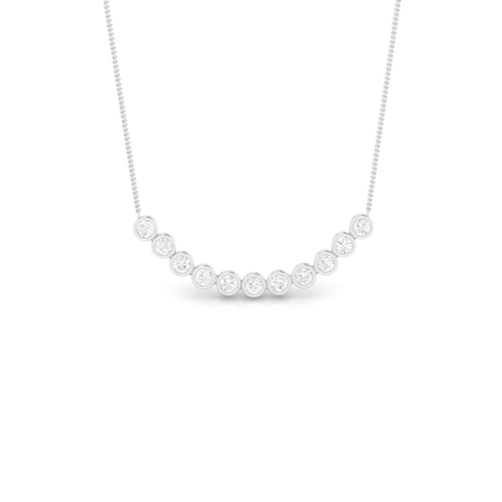 11 Stone Natural Diamond Necklace, 18k Gold