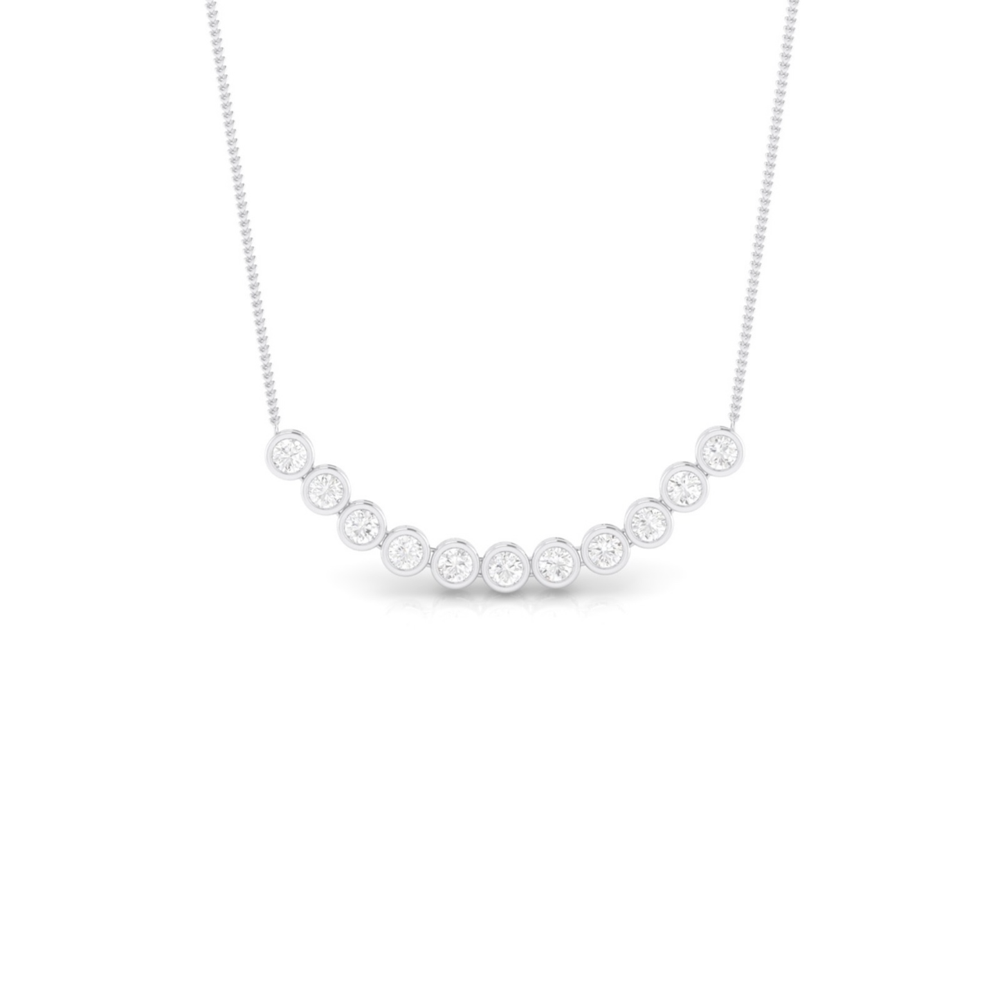 11 Stone Natural Diamond Necklace, 18k Gold