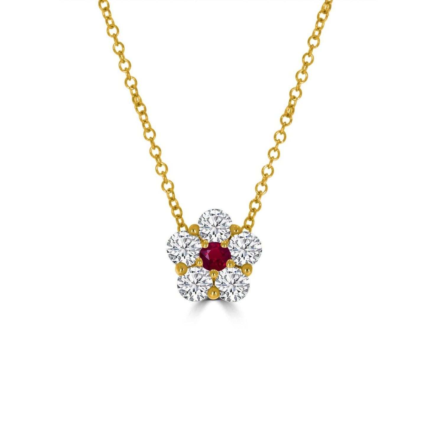 Ruby & Diamond Cluster Pendant