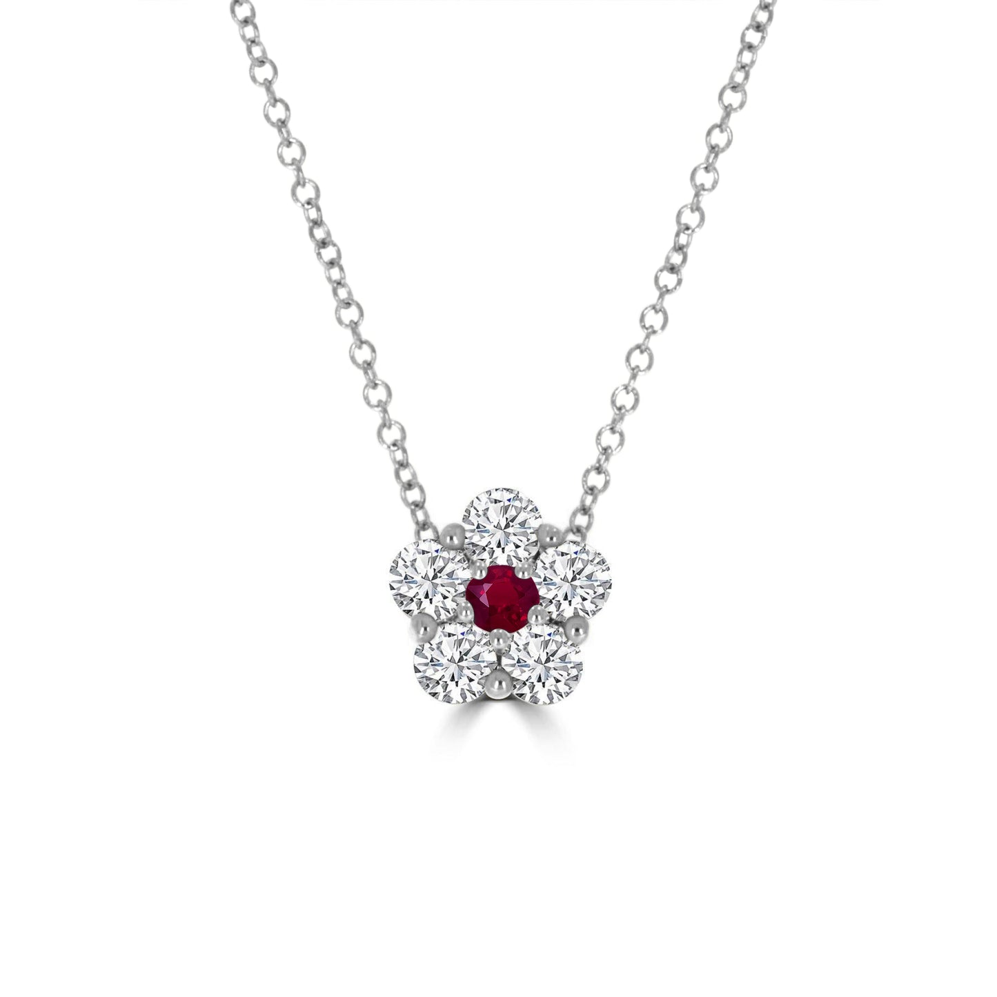 Ruby & Diamond Cluster Pendant