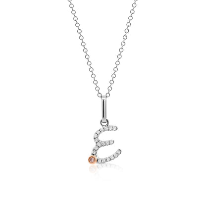 18ct White Gold Initial Letter with Signature Pink Diamond