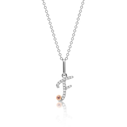 18ct White Gold Initial Letter with Signature Pink Diamond