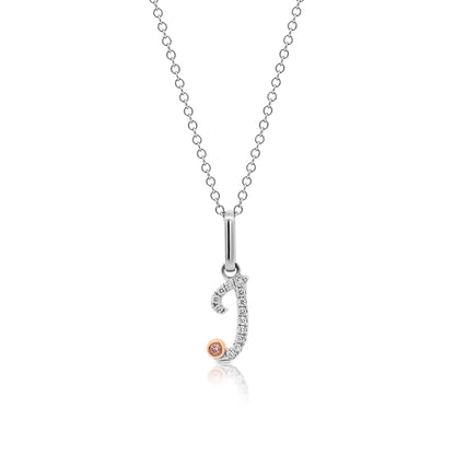 18ct White Gold Initial Letter with Signature Pink Diamond
