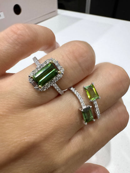 Green Tourmaline & Diamond Bypass Ring