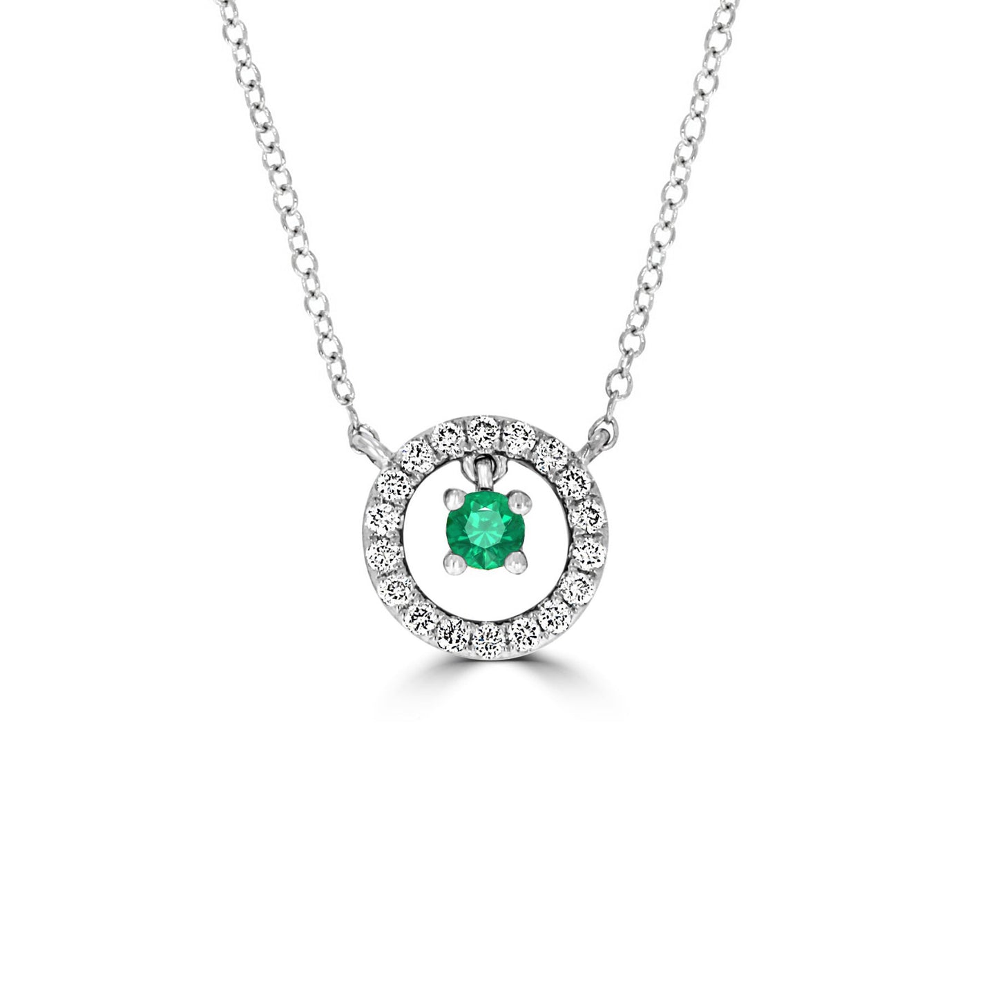 Floating Halo Emerald & Diamond Pendant