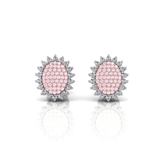 Eminence Pinks Sunflower Oval Pave Earrings