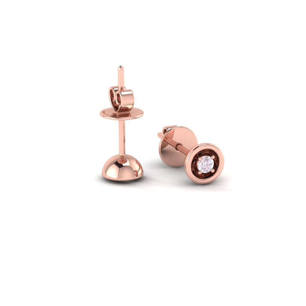 Illusion Set Solitaire Pink Stud Earrings