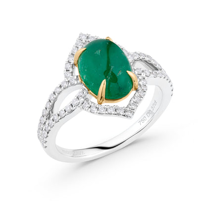 Cabochon Emerald Diamond Ring