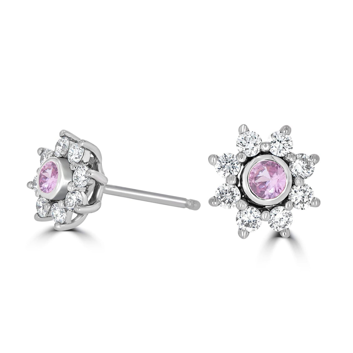 Star Halo Pink Sapphire & Diamond Earrings