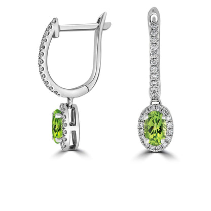 Halo Peridot Drop Earrings