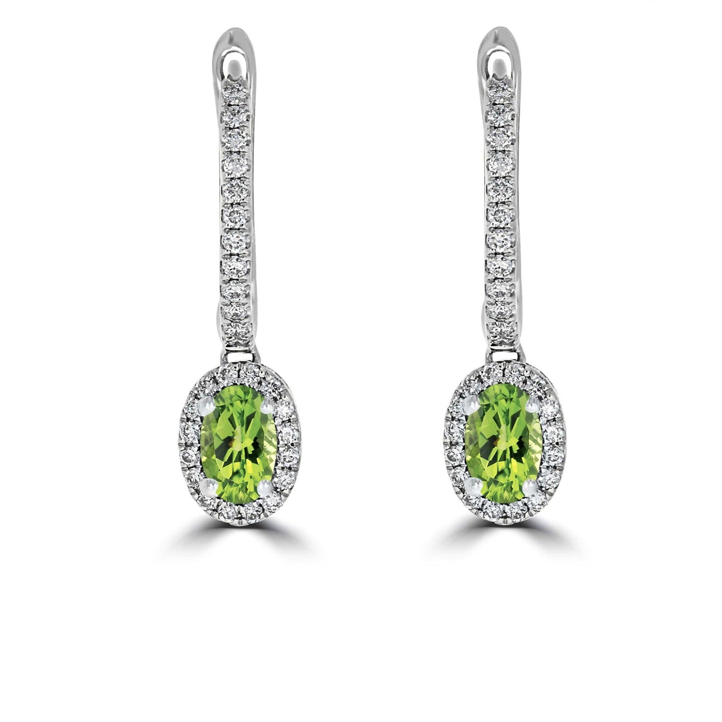 Halo Peridot Drop Earrings