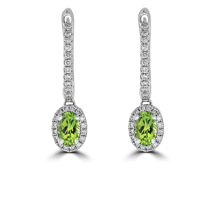 Halo Peridot Drop Earrings