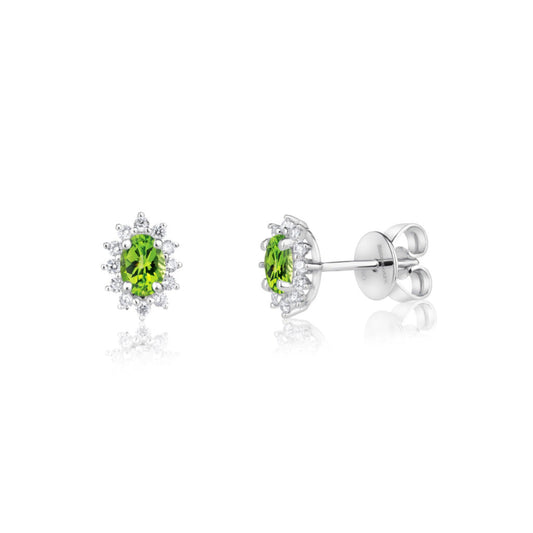 Oval Peridot Halo Earrings