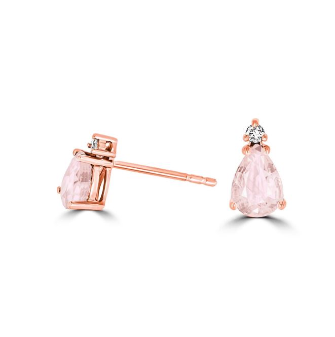 Pear Morganite & Diamond Studs