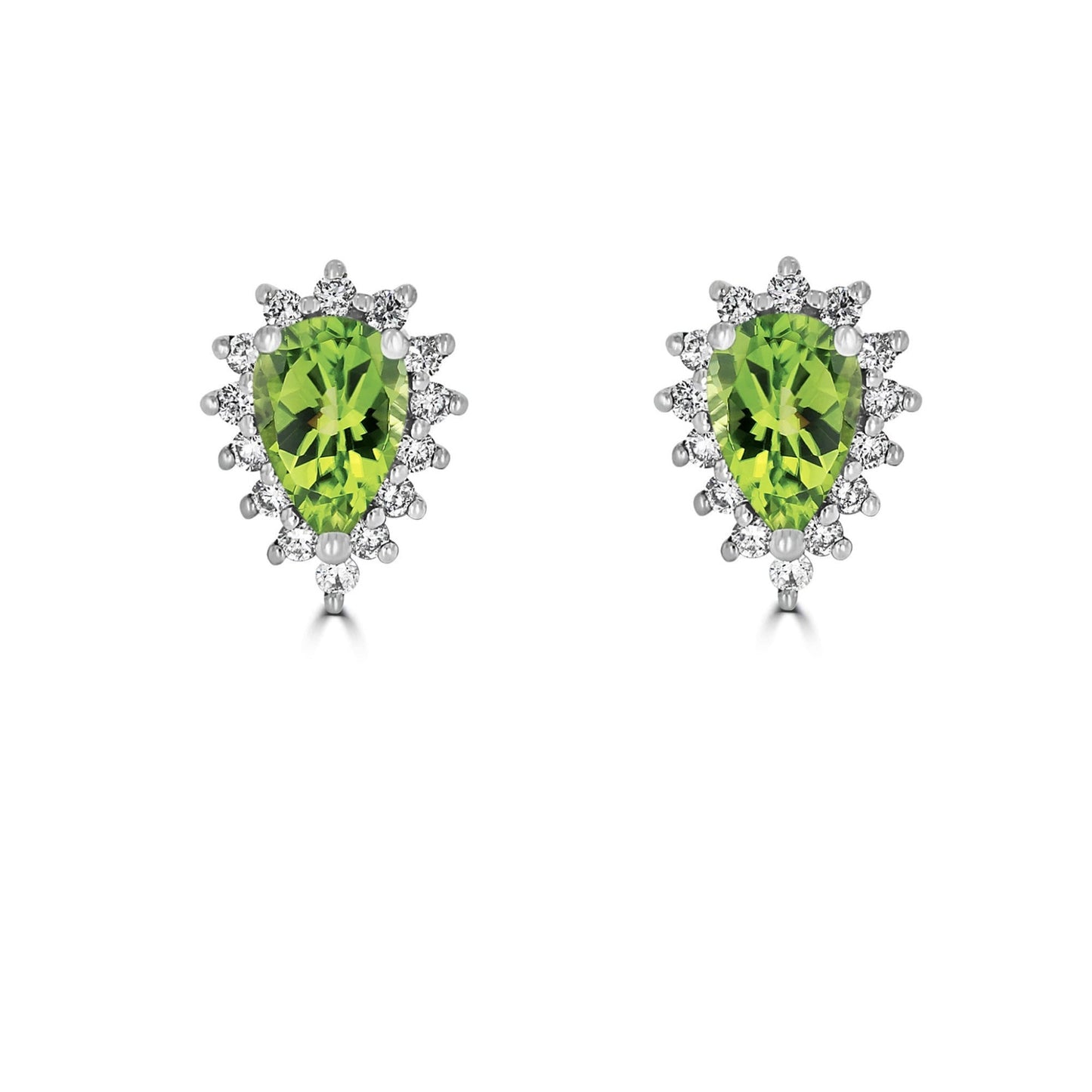 Peridot Pear Diamond Halo Earrings