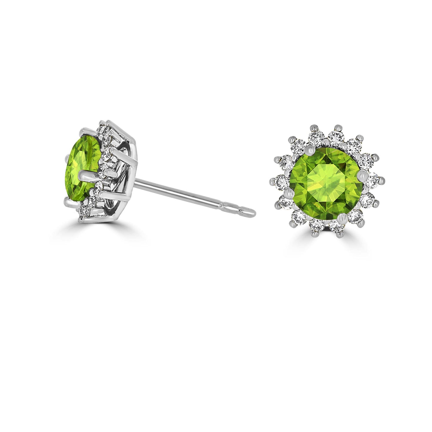 Peridot Halo Diamond Earrings