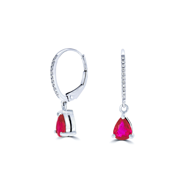 Ruby & Diamond Halo Drop Earrings