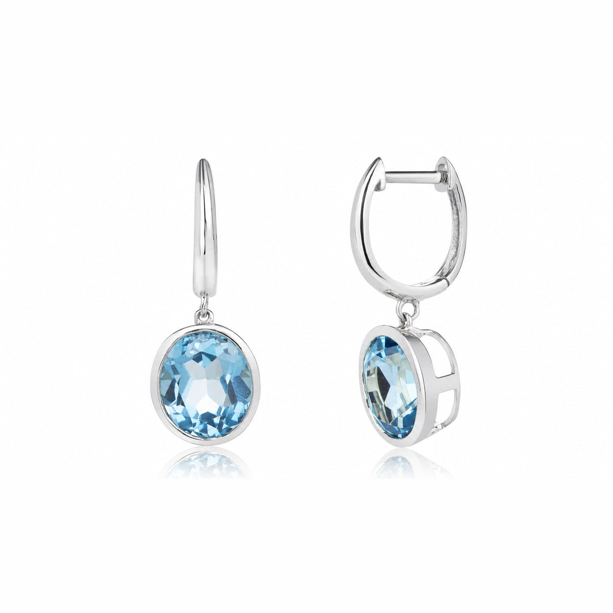 Blue Topaz 4.73ct Drop Earrings | 18ct White Gold