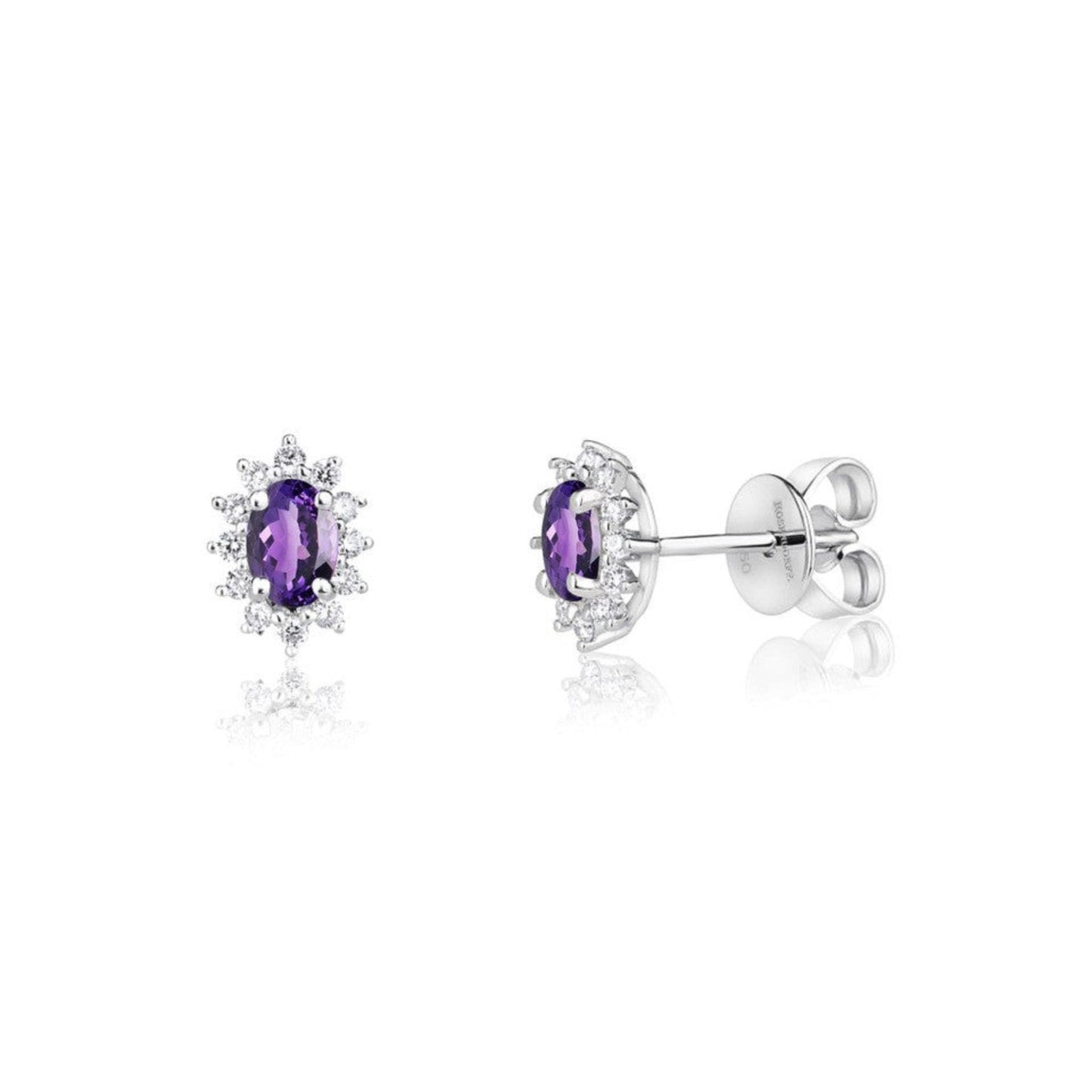 Amethyst Oval Shapes and Diamond Earrings