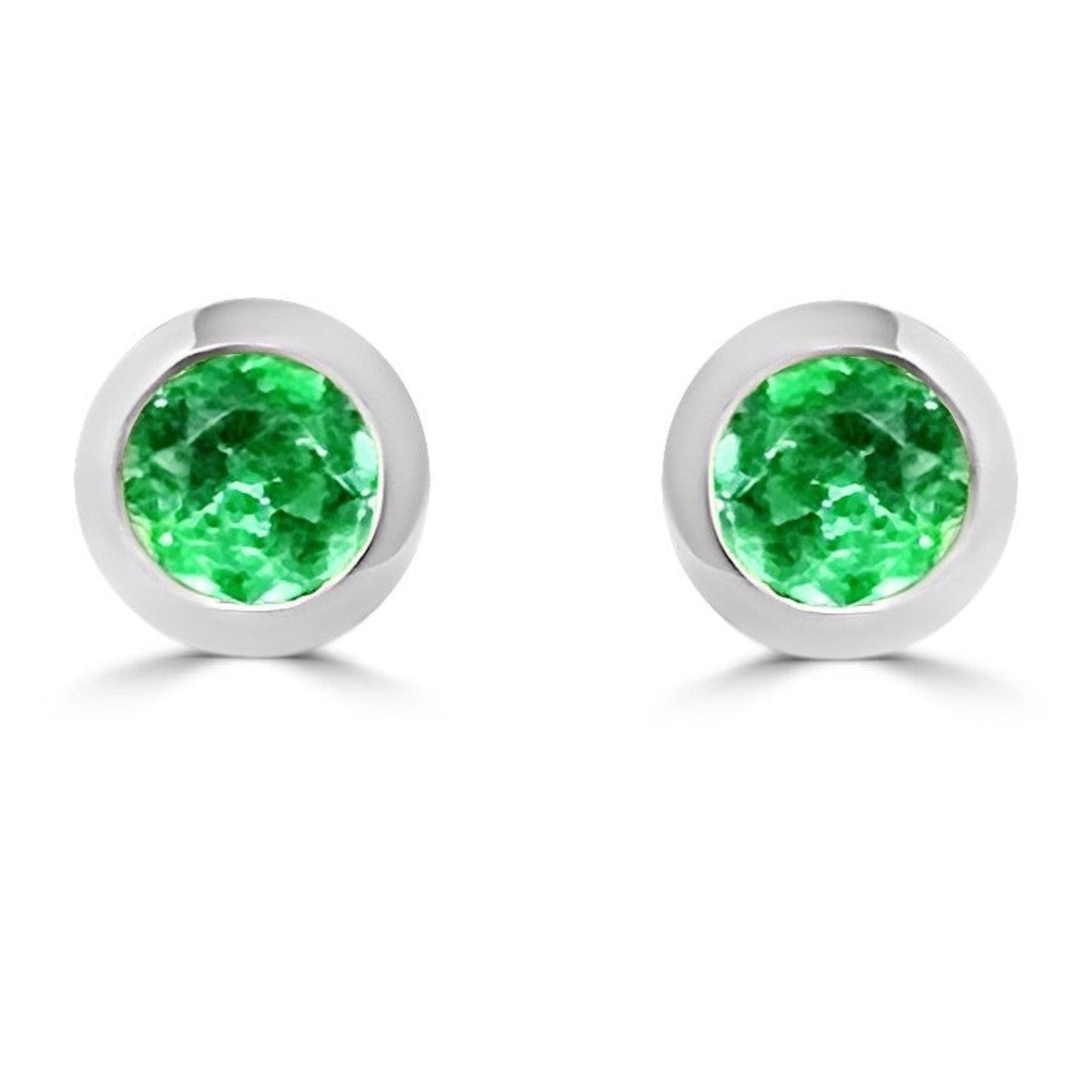 Emerald Bezel Stud Earrings