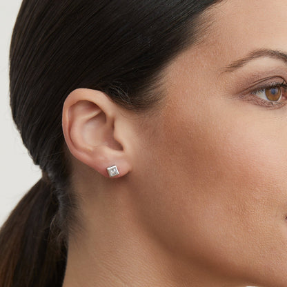 Carre Bezel Diamond Stud Earrings