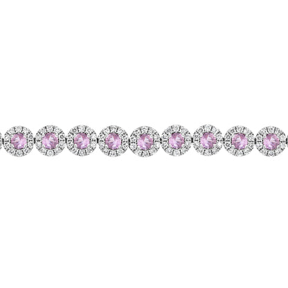 Pink Sapphire & Diamond Halo Bracelet