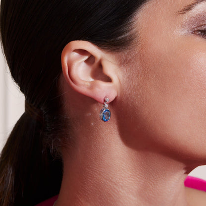 Blue Topaz 4.61ct Diamond Bezel Earrings