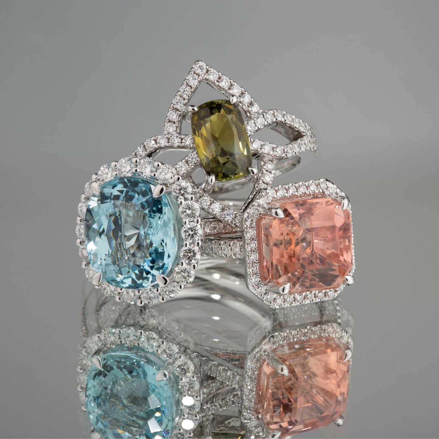 Aquamarine & Diamond Halo Ring