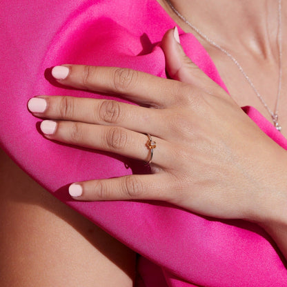 Flower Petal Pink Diamond Ring