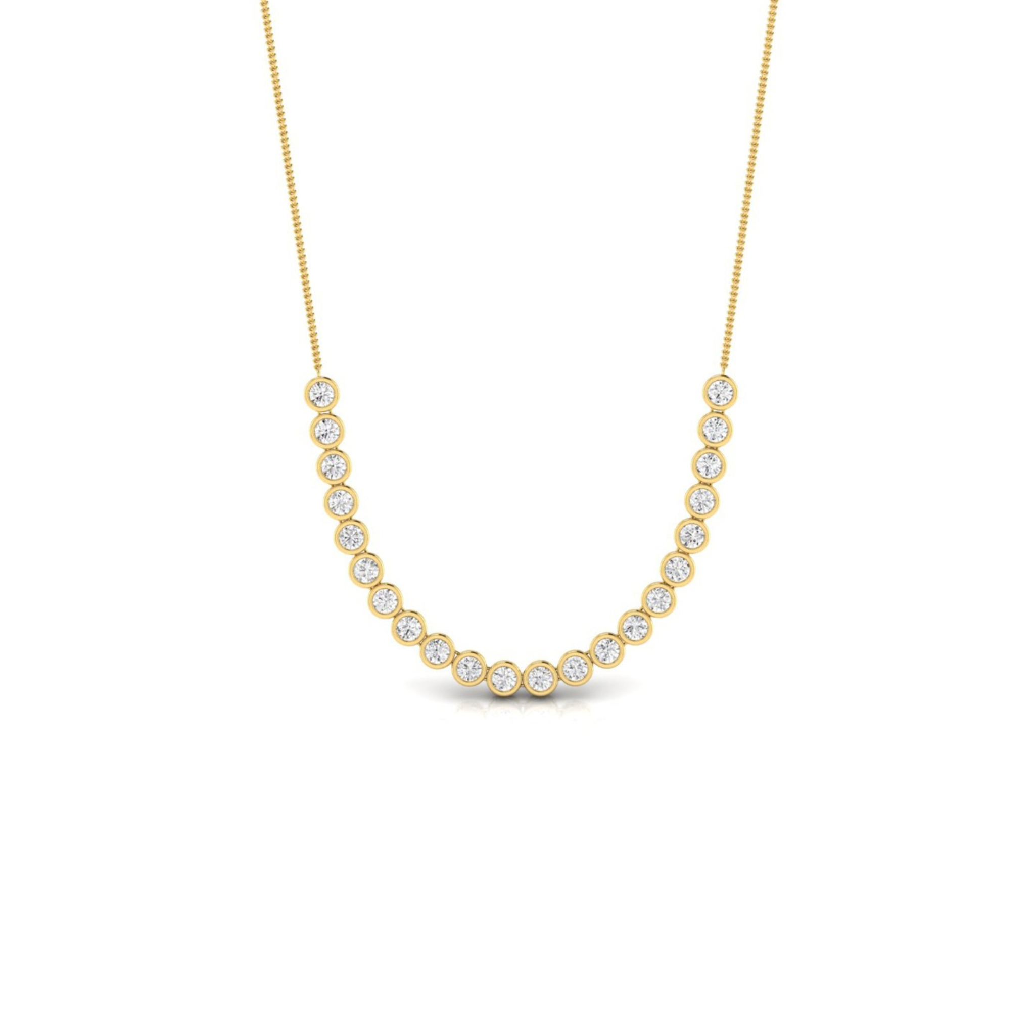 22 Stone Natural Diamond Necklace, 18k Gold