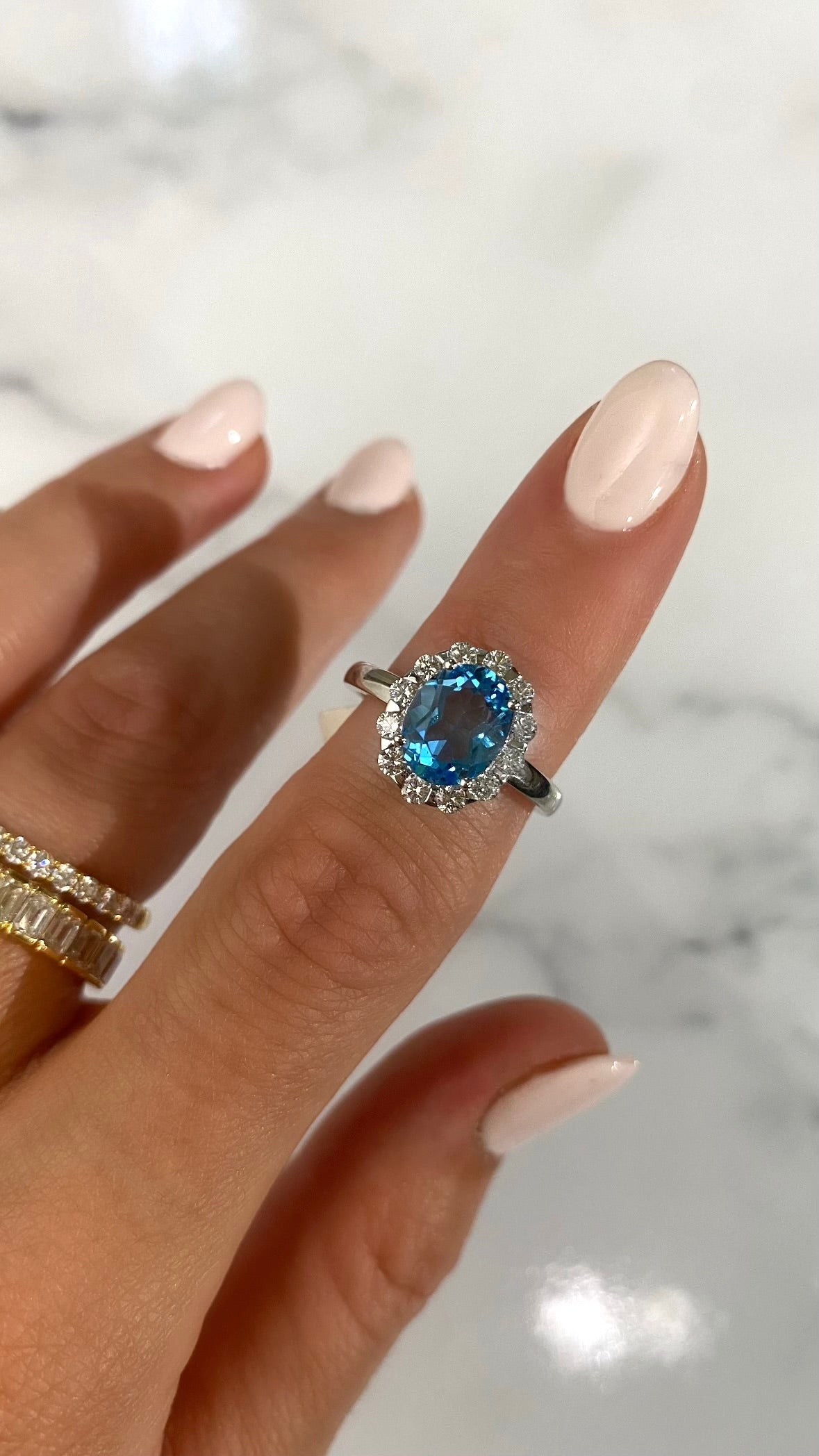 Blue Topaz Halo Ring