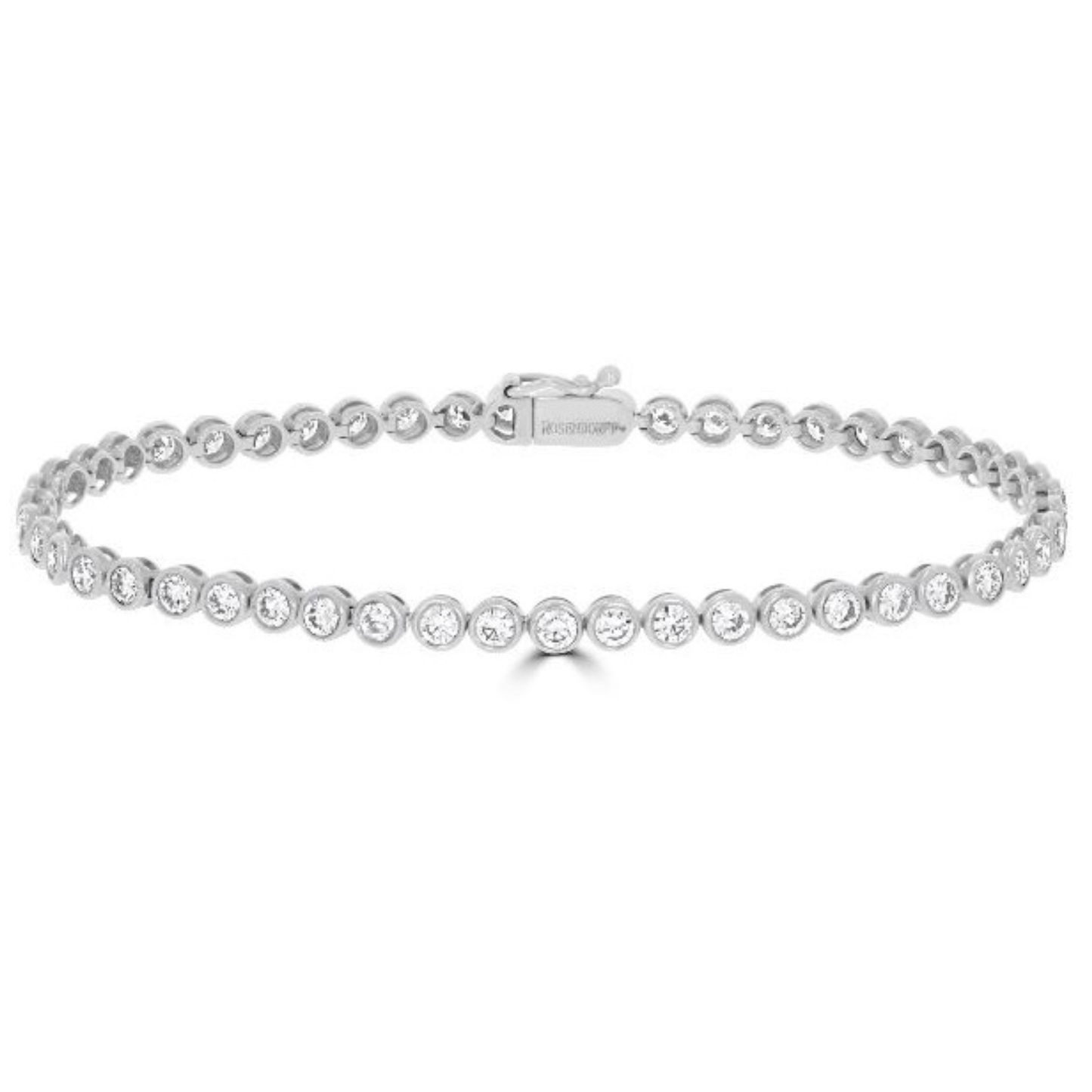 3.5ct  Natural Diamond Bezel Tennis Bracelets, 18k Gold