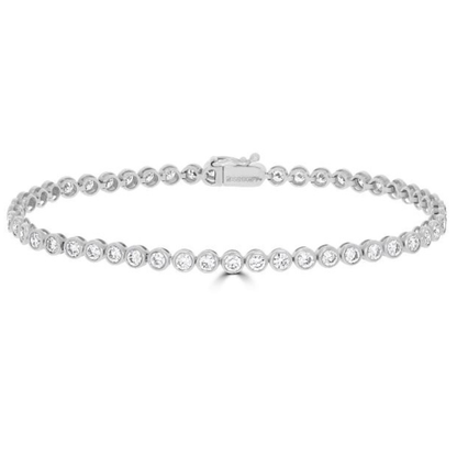 3.5ct  Natural Diamond Bezel Tennis Bracelets, 18k Gold