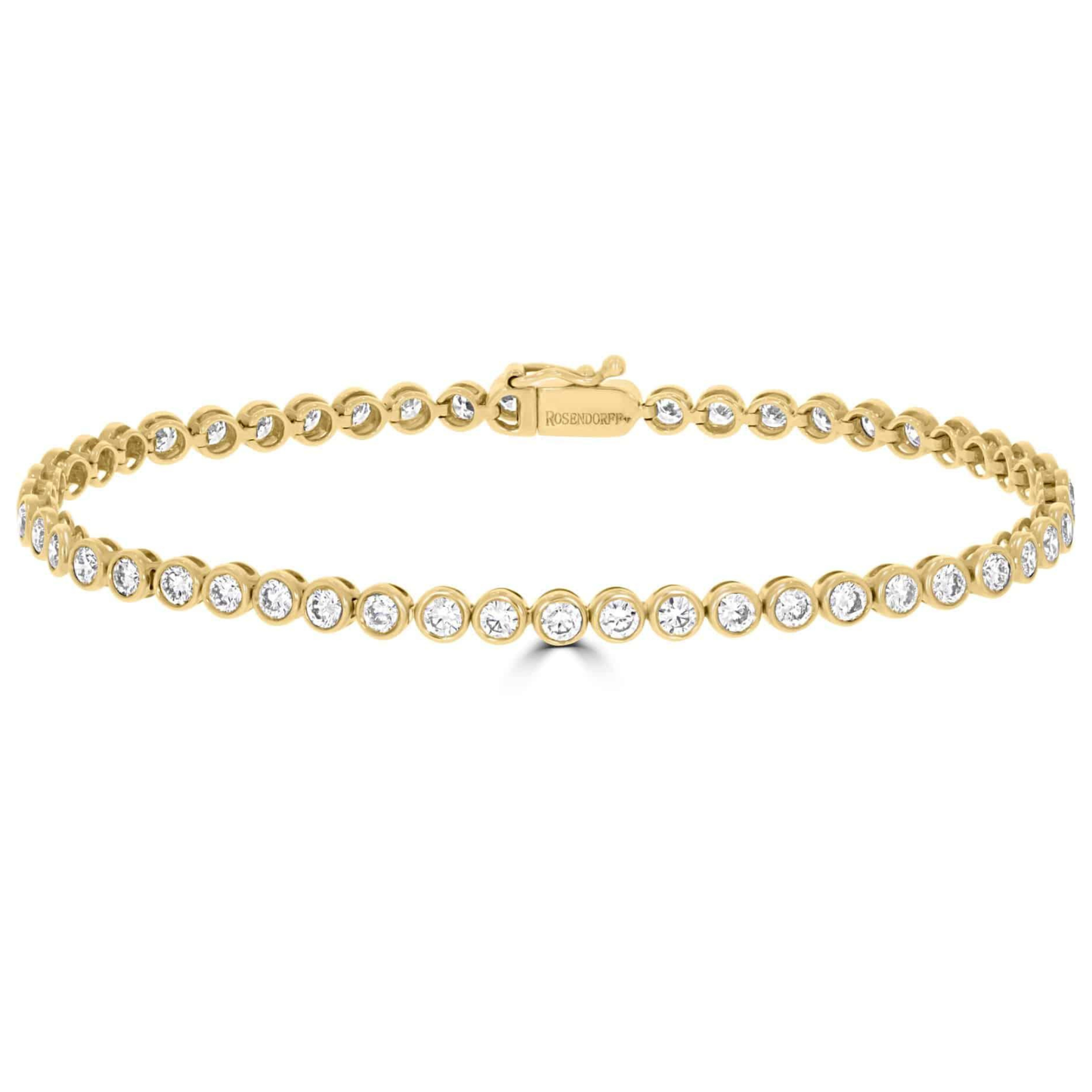 3.5ct  Natural Diamond Bezel Tennis Bracelets, 18k Gold