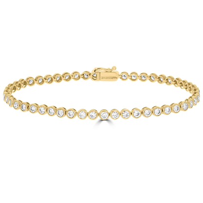 3.5ct  Natural Diamond Bezel Tennis Bracelets, 18k Gold