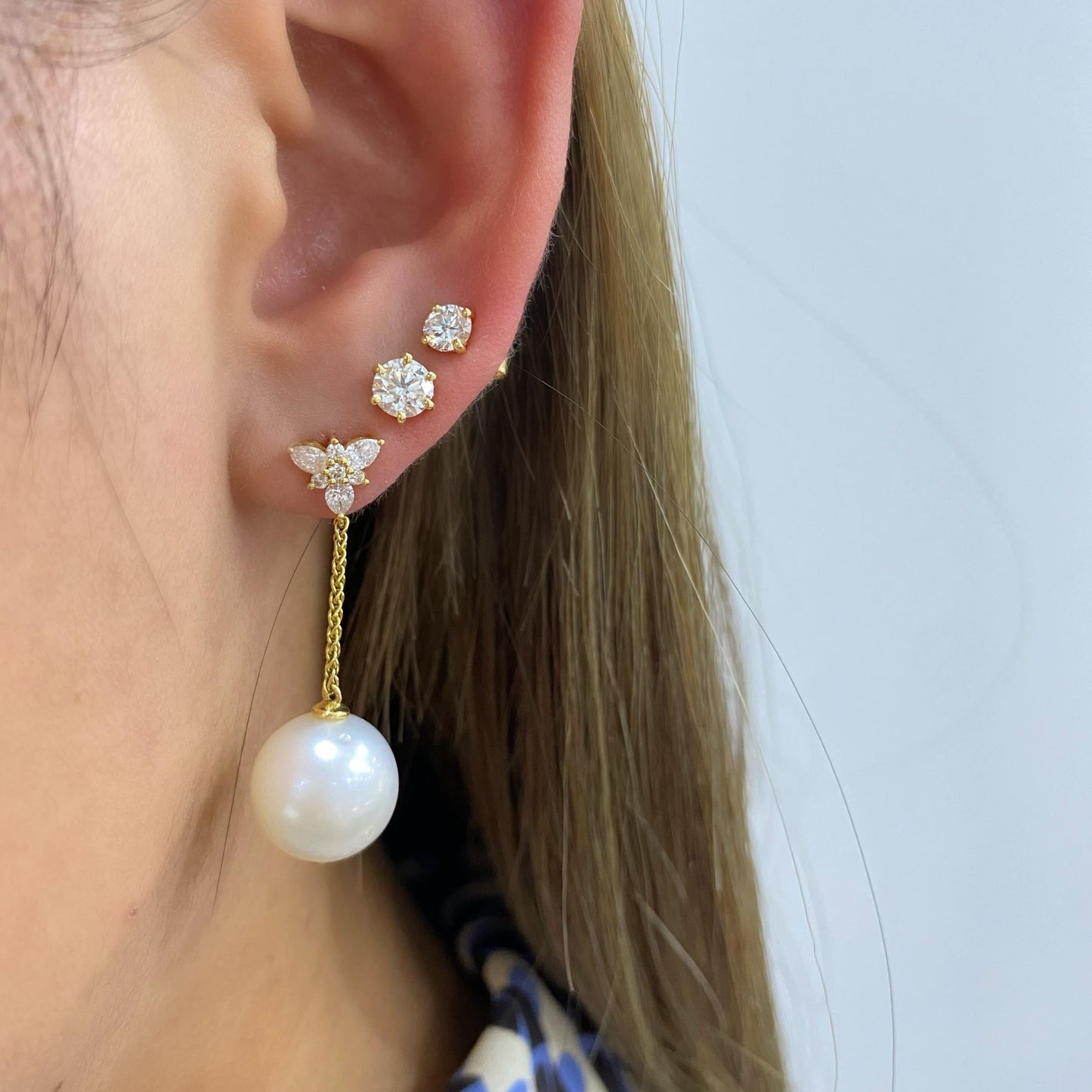 South Sea 12mm Pearl & Diamond Drop Earrings