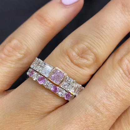 Timeless Pink Sapphire & Alternated Diamond Ring