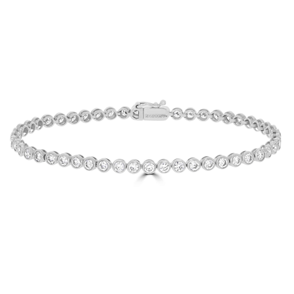 3ct  Natural Diamond Bezel Tennis Bracelets, 18k Gold