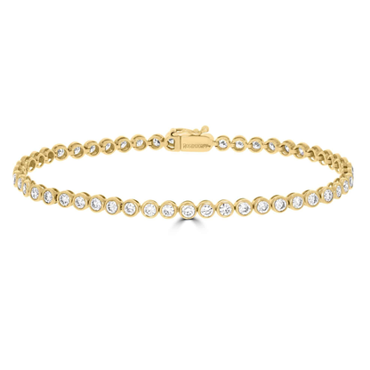 3ct  Natural Diamond Bezel Tennis Bracelets, 18k Gold