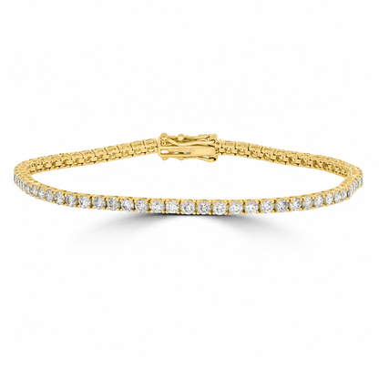 3ct Natural Diamond Tennis Bracelets, 18k Gold