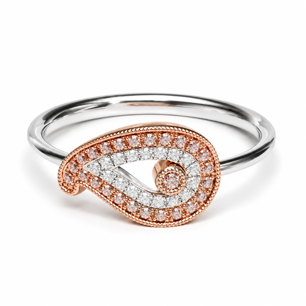 Paisley Pink & White Diamond Ring | 18ct White & Rose Gold