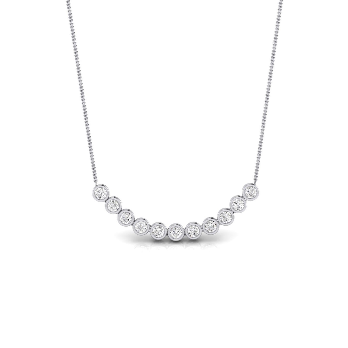 11 Stone Bezel Diamond Necklace