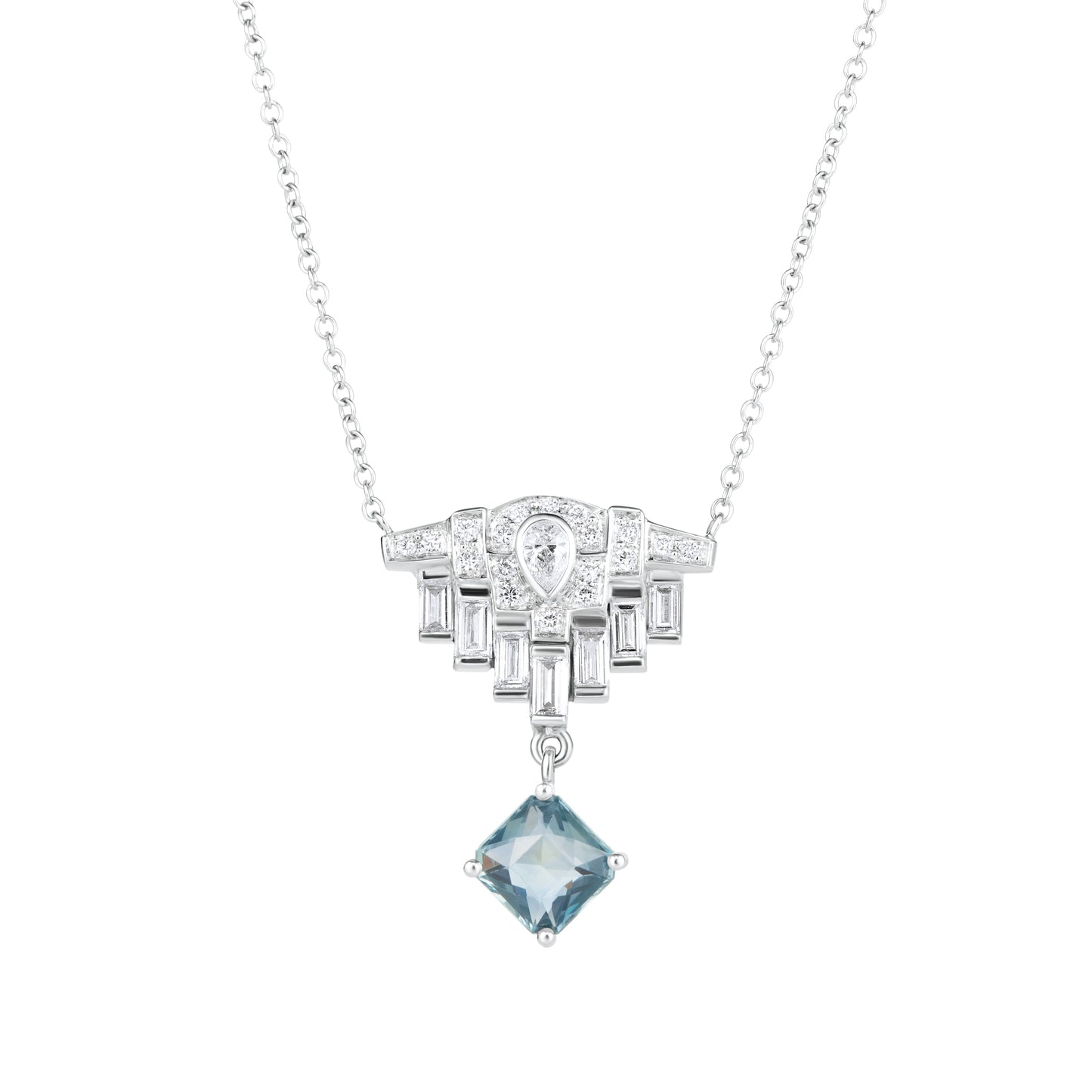 Art Deco Blue Sapphire & Diamond Pendant