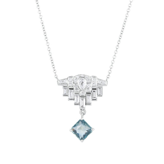 Art Deco Blue Sapphire & Diamond Pendant